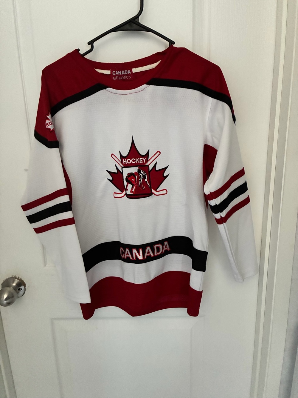 Kids' White & Red Canada Hockey Jersey